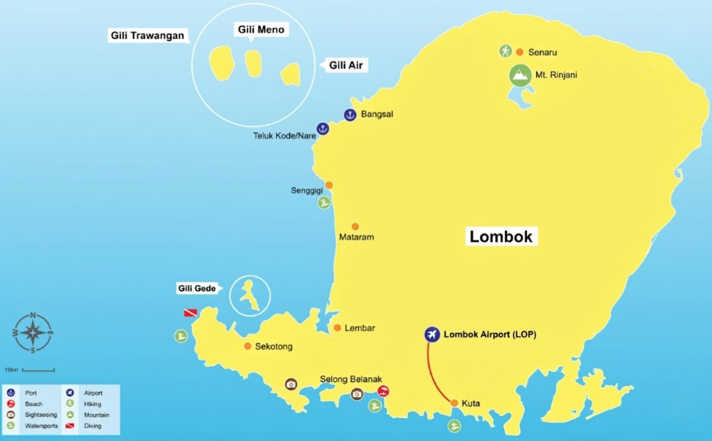 map Lombok Airport to Kuta